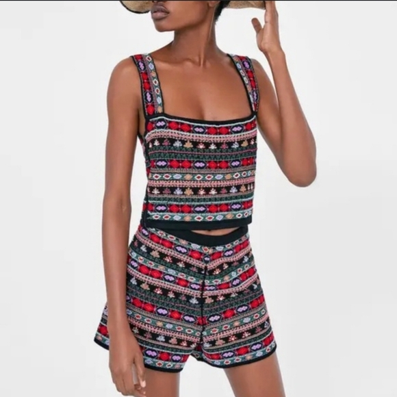 Zara Limited Edition Embroidered Short & Tank Set - Picture 2 of 3